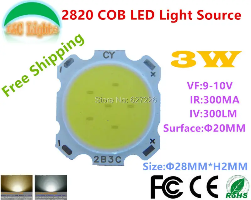 

Ultra bright 3W 5W 7W 2820 COB LED diode 100lm / W LED Lamp Bulbs light source CE RoHS 50000hours LED diode