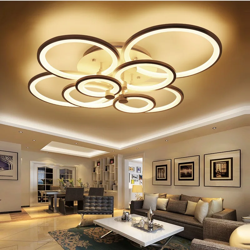Светодиодные потолочные светильники для гостиной, кольца, акриловые современные светильники для спальни, светодиодные потолочные светильники AC110V 220V