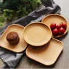 Wood Serving Plate,  Wood Round and Cube Serving Tray, Fruit Dessert Cake Snack Candy Salad Wooden Platter 1