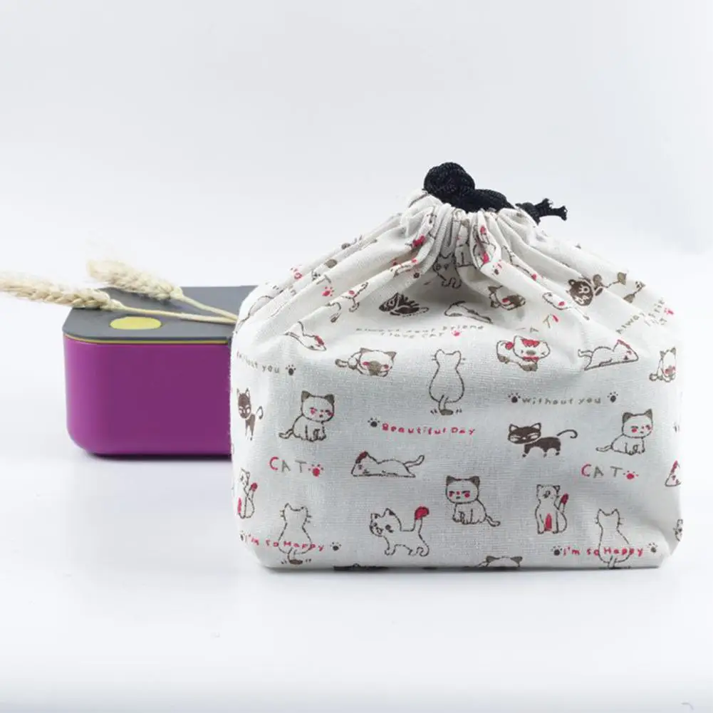 Портативный тканевый ланч-мешок для студентов, офиса, пикника, японского стиля, с принтом на шнурке для хранения еды с собой, сумка для ланчбокса - Цвет: Bdd48