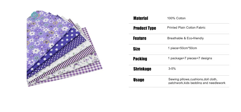 7 шт. фиолетовая хлопковая стеганая ткань для шитья своими руками Лоскутные детские сумки для кровати Тильда Кукла Детская Ткань Текстиль Ткань 50*50 см