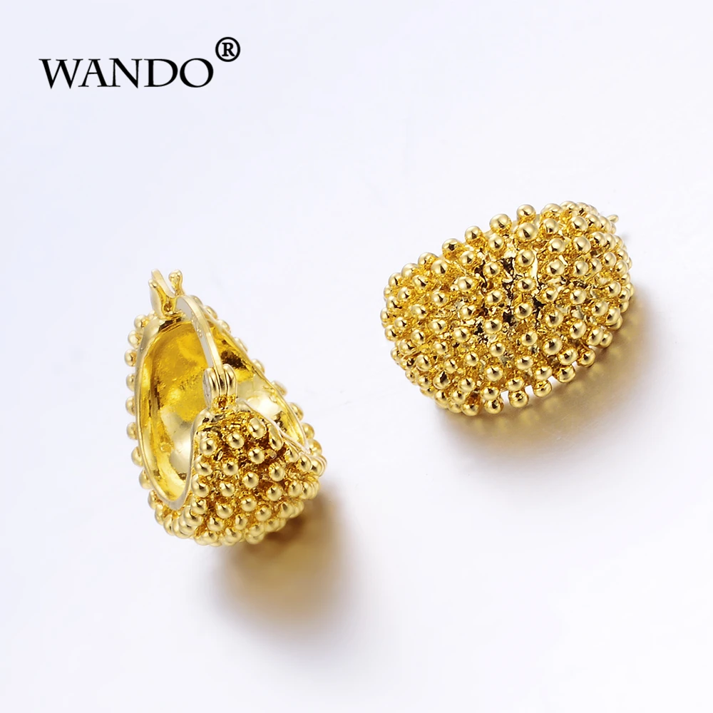 

WANDO Wholesale Vintage Small Golden punctiform Women Hollow Earrings Wedding Gold Ball Earrings Hoop oorbellen