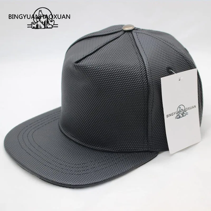 

BINGYUANHAOXUAN New Fashion High Quality Four Seasons Men Leather Hat Cap Casual Moto Snapback Hat Men's Baseball Cap Wholesale