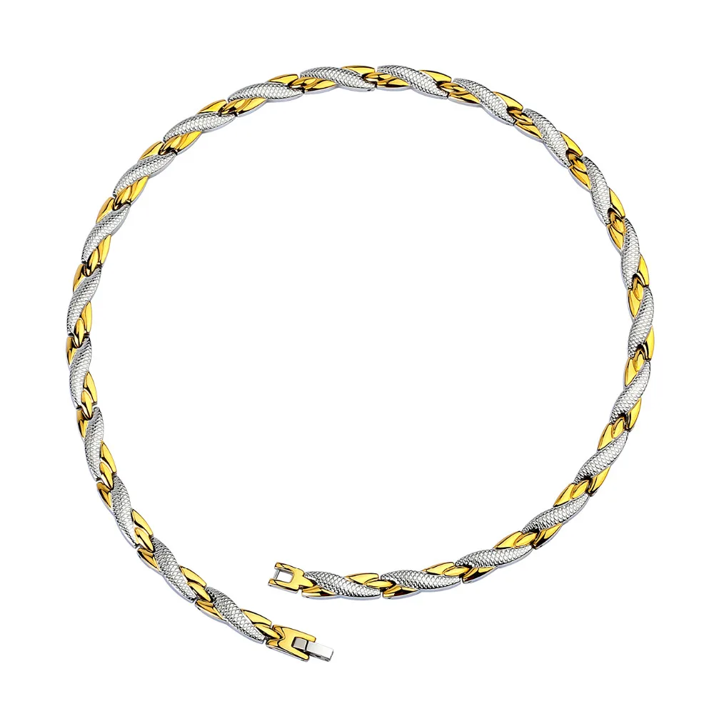 

Hottime Chain Necklaces Gold-color 316L Stainless Steel Health Energy Germanium Bio Magnetic Necklace for Women Men Jewelry