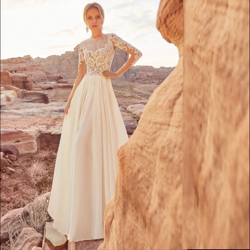 

Beach Wedding Dress 2019 A-Line Appliques Chiffon Bride Dress Custom Made Floor Length Wedding Gown