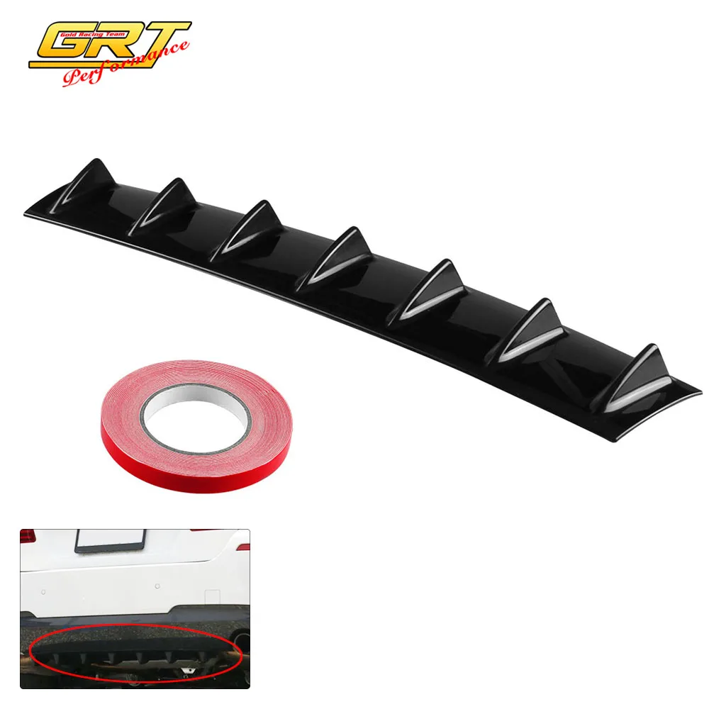 

33" x5" Ikon Style Universal Rear Bumper Lip Diffuser 7 Fin Gloss Black ABS SSW005