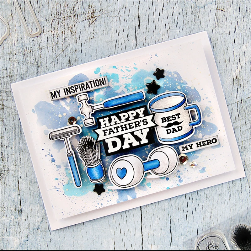

Cup Stamps and Dies Home Key for Card Making Best Dad Clear Stamps Letter Silicone Seals for DIY Scrapbooking