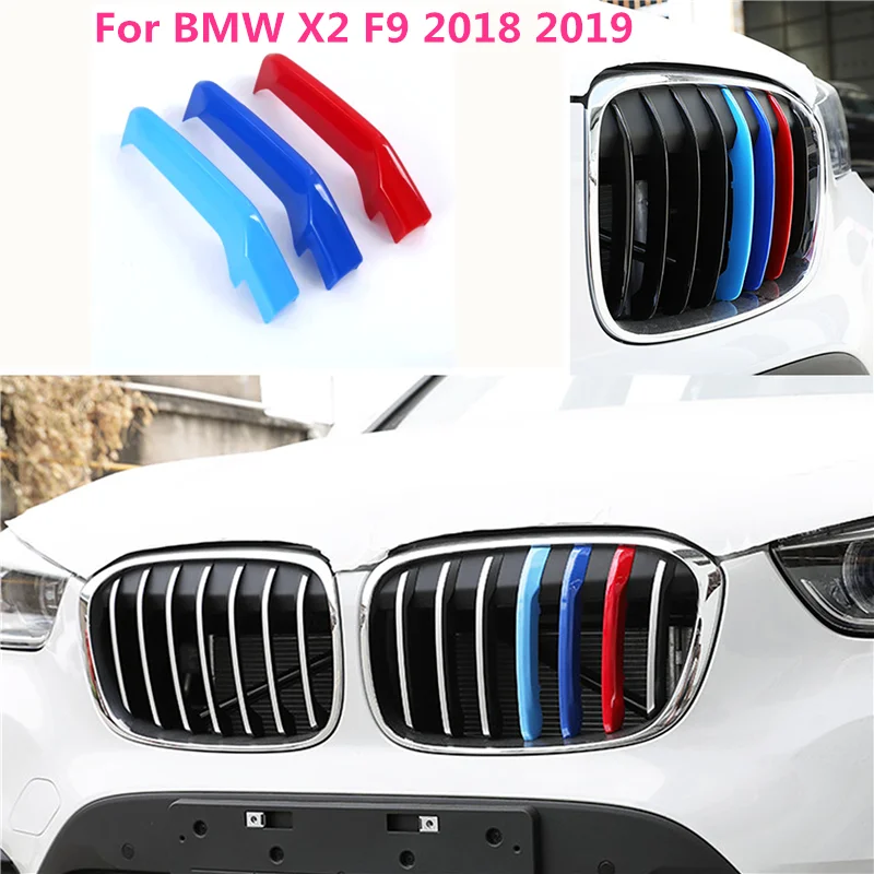 Экстерьер автомобиля стиль 3D Передняя Центральная радиаторная решетка полоски Стикеры для обклейки автомобиля 3 шт. для BMW X2 F39