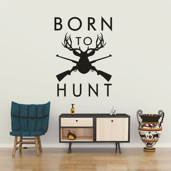 

Deer Animals Hunter Vinyl Wall Decal Born To Hunt Quote Wall Art Sticker Home Living Room Décor Hunting Farm Vinyl Poster AZ767