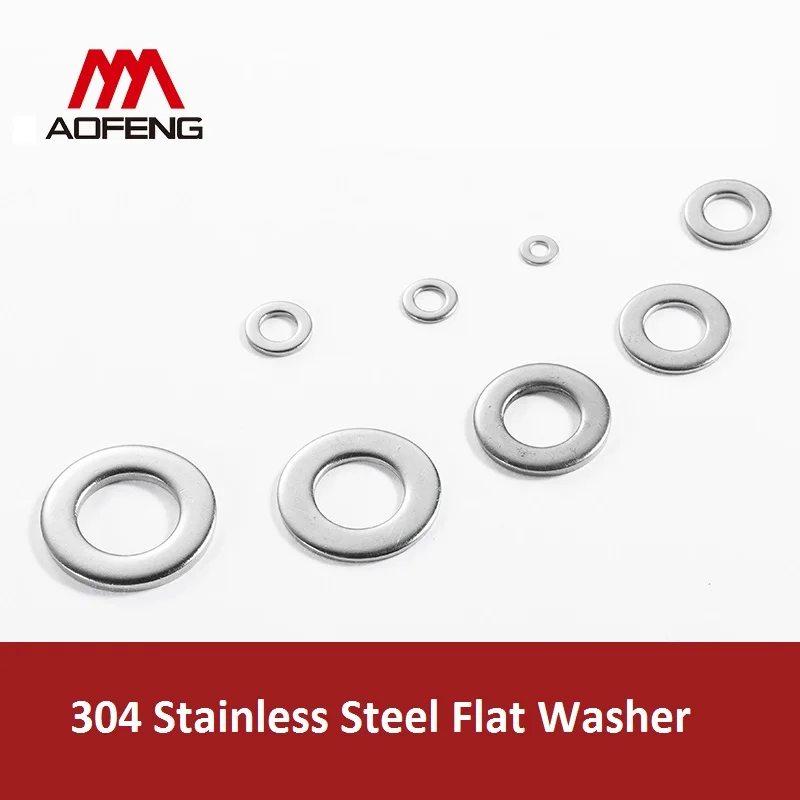 304 Stainless Steel Metric Flat Washer M1.6 M2 M2.5 M3 M3.5 M4 M5 M6 M8 M10 M12 