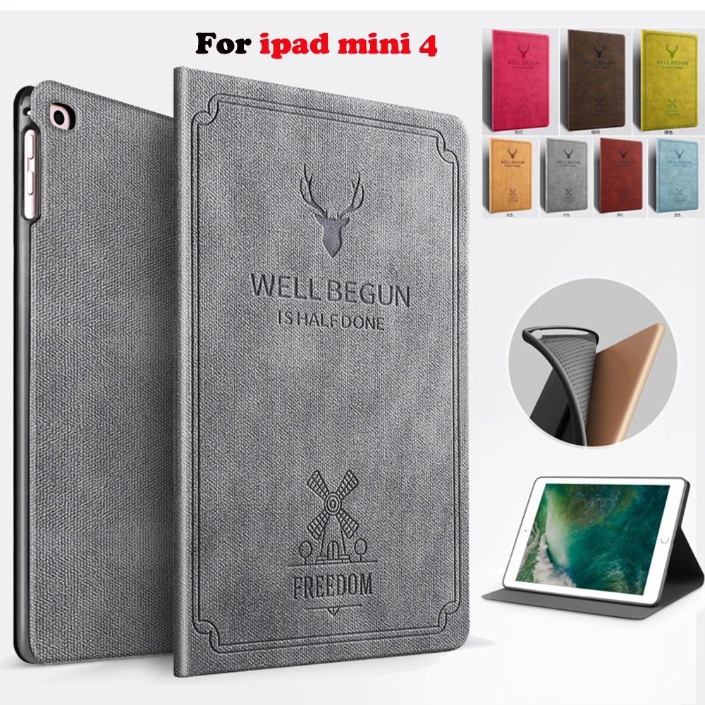 

for iPad Mini 4 case Stand Magnetic Smart Cover Auto Sleep/Wake Folding PU Leather Funda for ipad Mini 4 Case