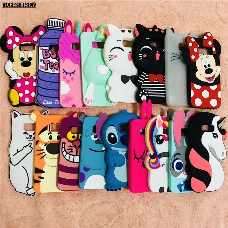 

3D Cartoon Silicone Case for Samsung Galaxy S4 S5 S6 S7 Edge S8 Plus Cases Minnie Cat Rabbite Bunny Unicorn Stitch Bottle Cover
