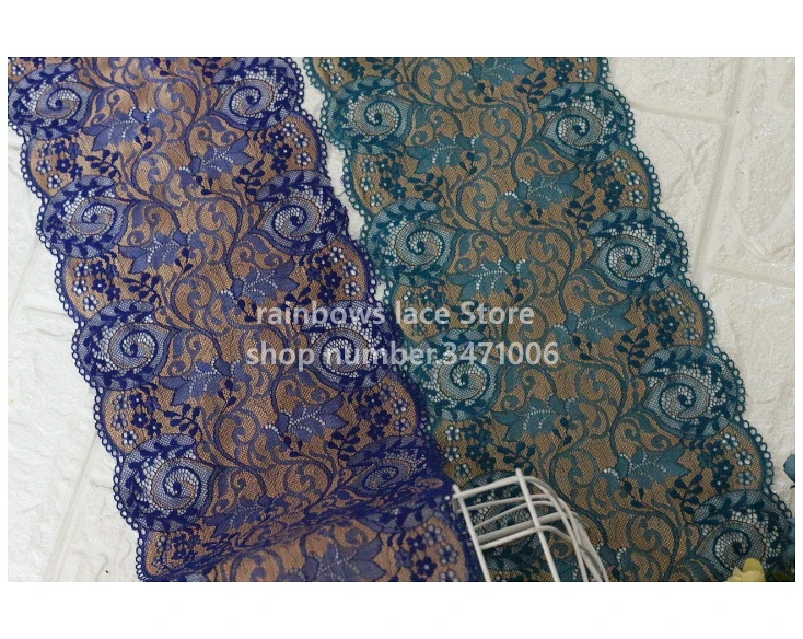 

5 Yard/Lot Blue green Golden elastic lace trim decoration dress lace fabric clothes bra sleeves diy clothing sewing accessories