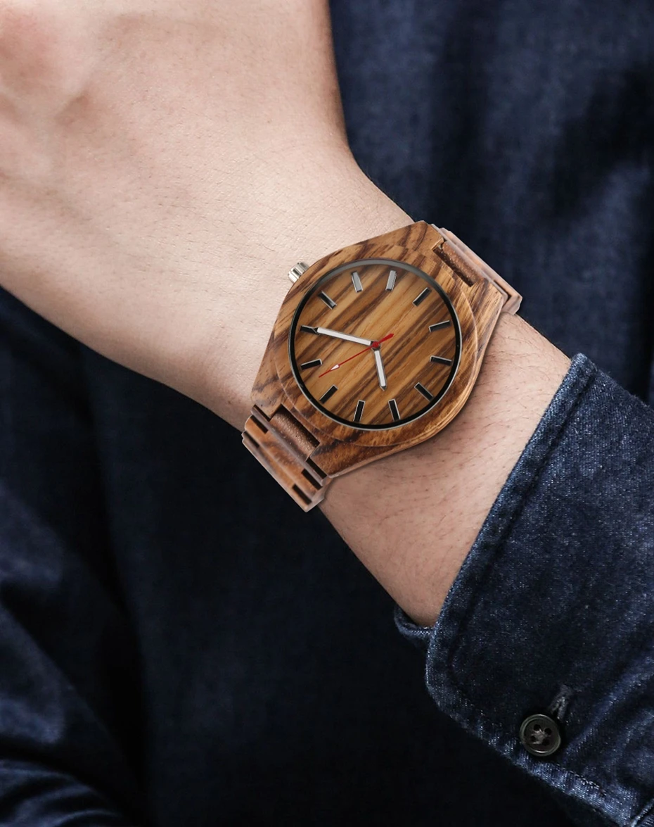 Luxury Natural Handmade Wood Watch Minimalism Top Gift Analog Coffee Maple Men Full Wooden Bangle Hours Clock relogio de Madeira 2018 (15)