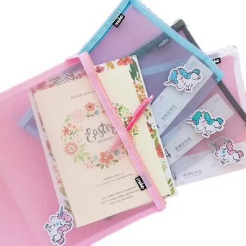 

Unicorn File Bag A4 Nylon Mesh Document Bag Transparent Net File Holder Office Supplies Organizer Pouch Stationery Tools Bag