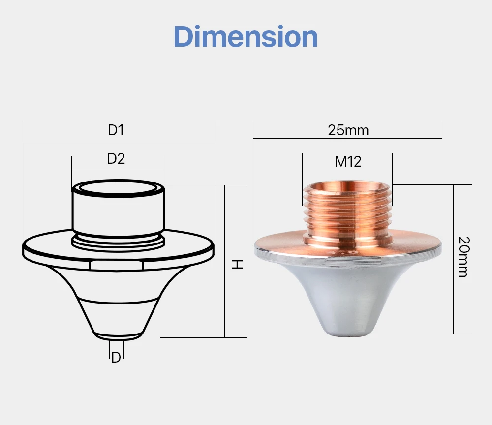 Cloudray OEM Amada однослойные двухслойные насадки диаметром 25 мм H20 M12 Калибр 0,8-4,0 мм для волоконной лазерной резки