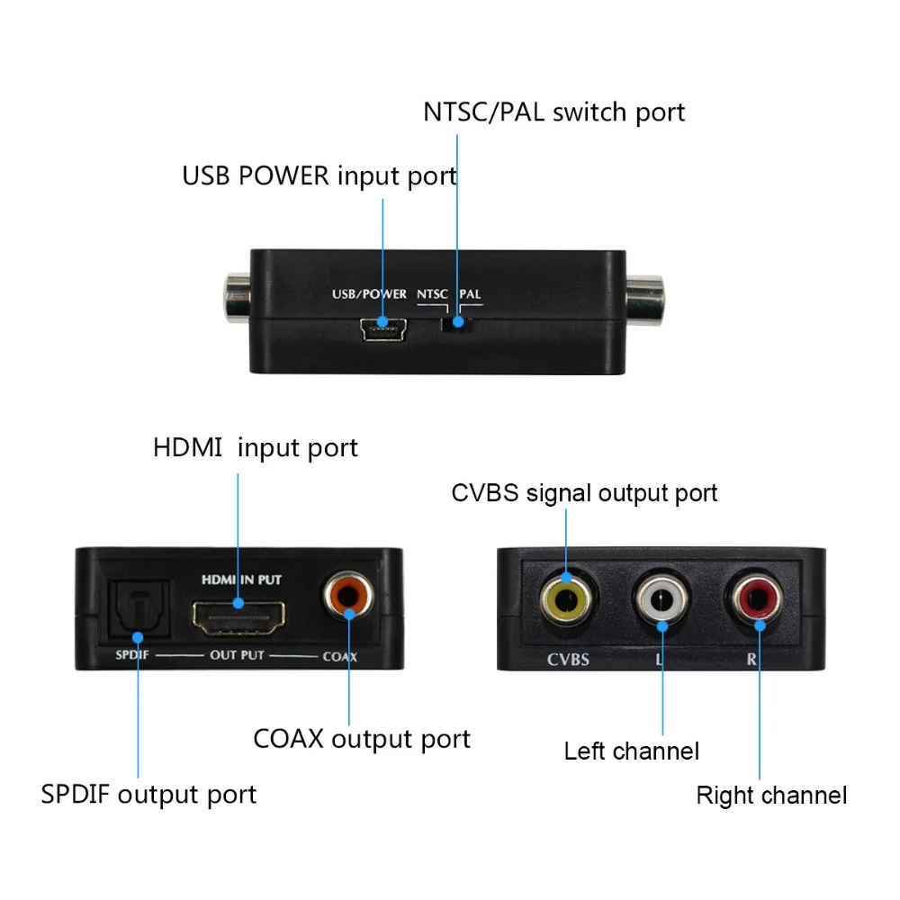 HDMI to AV RCA HDMI2AV HDMI to Spdif Coaxial converter adapter  WS-Z13C  -1200