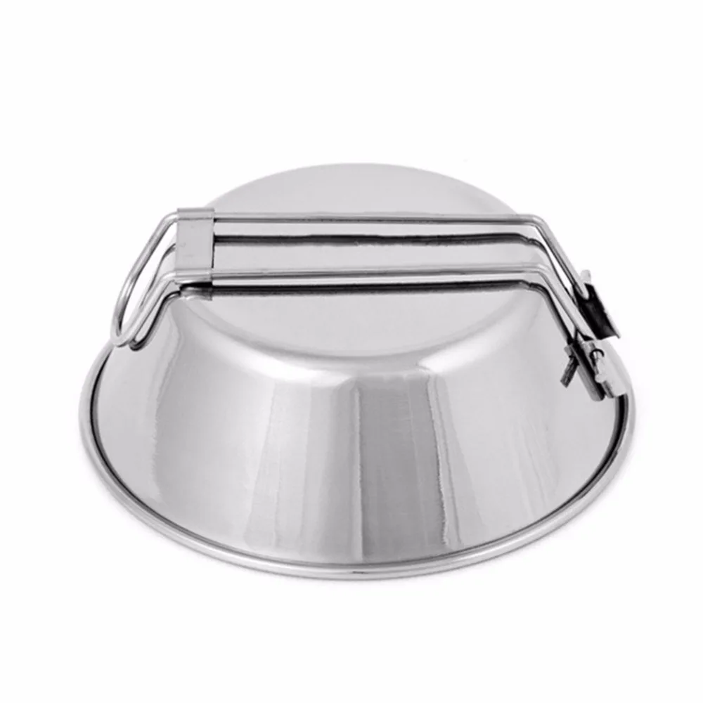 Al aire libre camping picnic Vajilla mango pot pan Utensilios de cocina Acero inoxidable tazón plegable senderismo portátil ahorro de espacio pequeño picnic