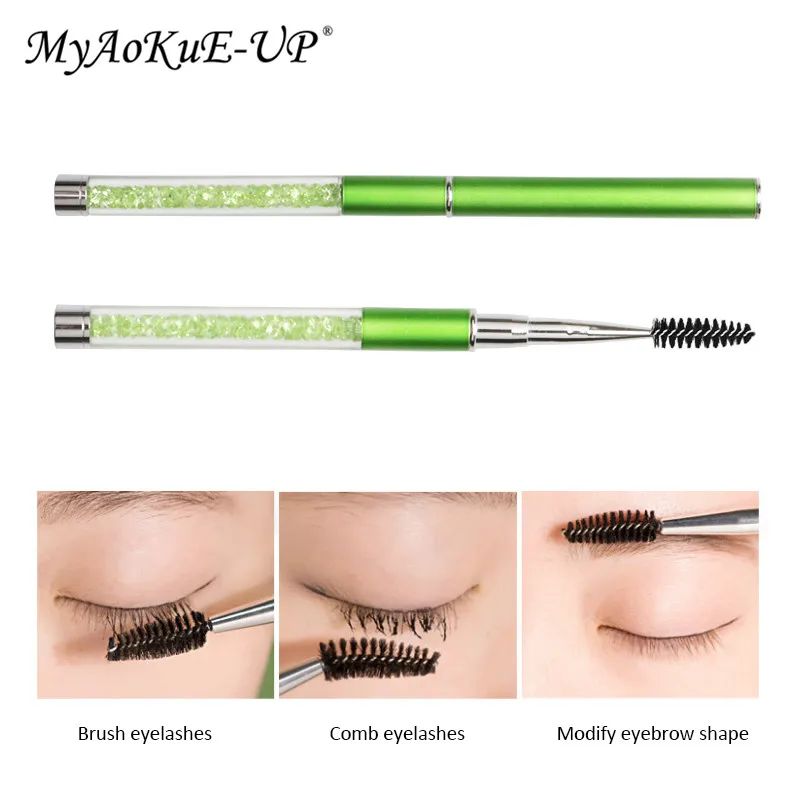 Rhinestone Lash Brush Reusable Eyelash Brushes Mascara Wand Applicator Eyelash Extension Makeup Tool