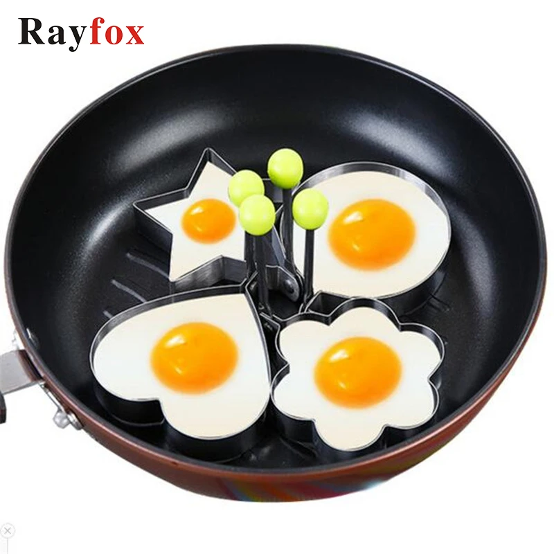 

Rayfox 4pcs/set Stainless Steel Egg Mold Pancake Rings Fried Egg Mould Shaper Kitchen Cooking Tools Kitchen Accessories Gadgets
