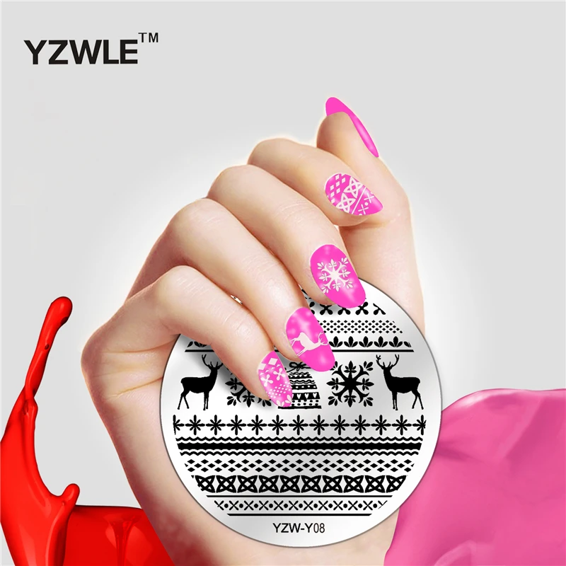 2019 أحدث مسمار ختم لوحات 20 أنماط للاختيار مسمار الفن جولة الفولاذ ختم قالب DIY البولندية قوالب