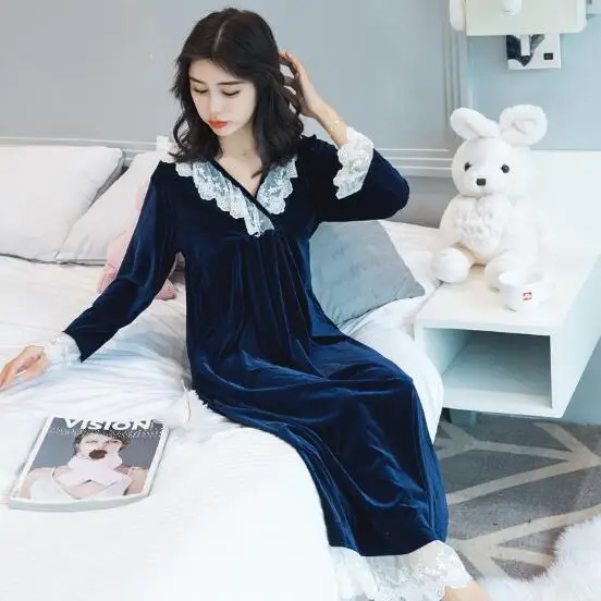 Женская ночная рубашка с длинным рукавом и V образным вырезом|nightgowns women|womans long sleeve
