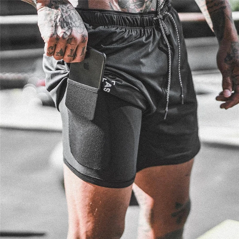 

Men's Shorts Summer Double layer Sport Running Joggers Fitness Bodybuilding Shorts Boxer mma mtb Breathable Mens Gym Sweatpants