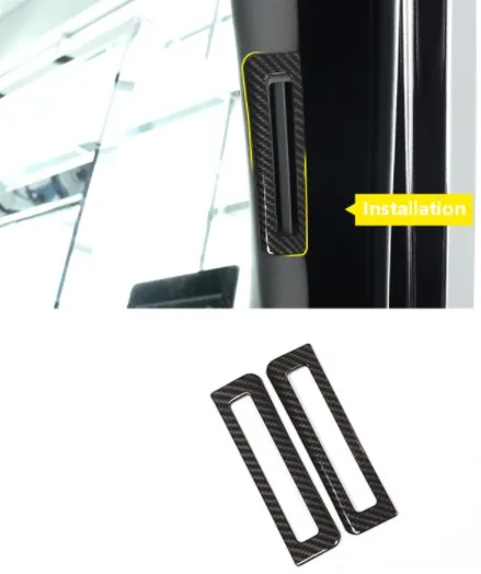 2pcs Carbon Fiber ABS font b Interior b font A Pillar Air Conditioning Outlet Vent Cover