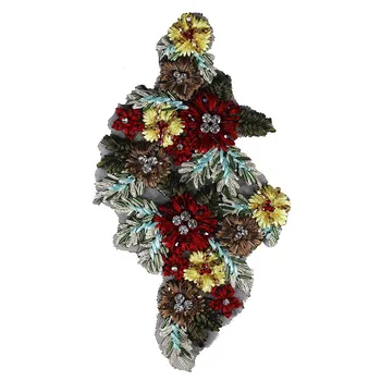 

5pieces Beaded Diamond Flower Embroidery Fabric Patches Crystal Applique Scrapbooking Motif Badges for Clothes Sewing TH846