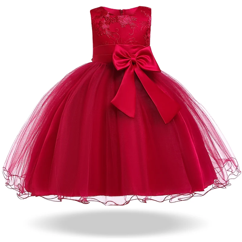 Платье для маленьких девочек на Рождество и год детская одежда на свадьбу и день рождения Детские повседневные платья красного, синего, розового цвета для детей от 2 до 10 лет
