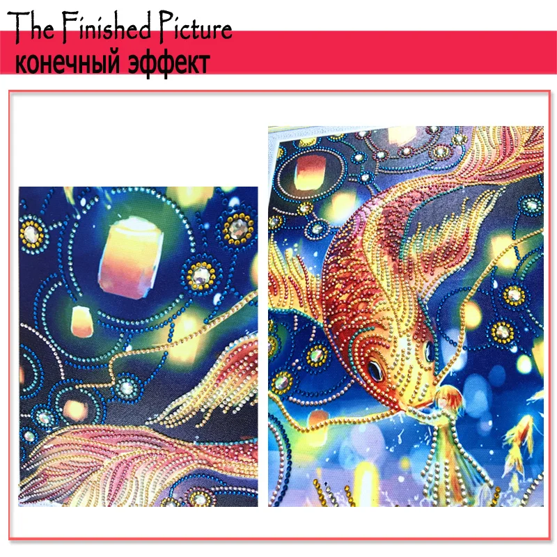 RUBOS DIY 5D Diamond Embroidery Golden Fish Diamond Painting Mosaic Sale Beadwork Crystal Rhinestone Bead Partial Wall Stickers (4)