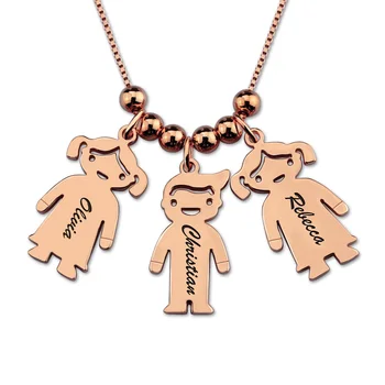 

AILIN Engraved Name Kids Charms Mother Necklcae Rose Gold Color Children Charms Necklace Jewelry (5 Kids Price)