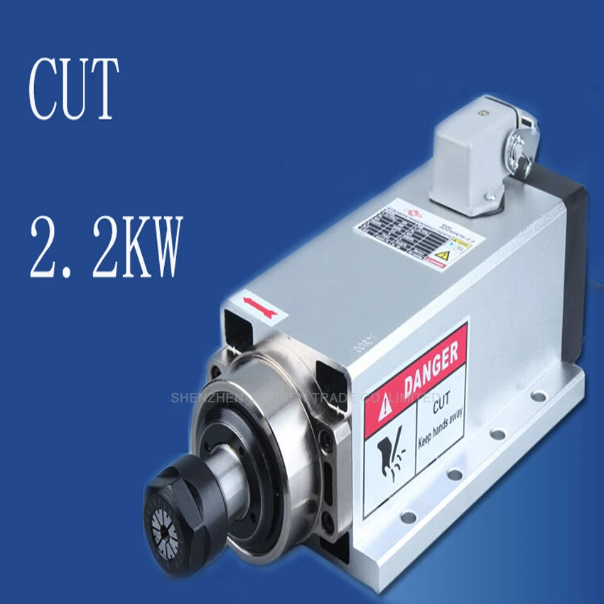 

1pc Square 2.2kw Air cooled spindle ER20 runout-off 0.01mm, 220V Spindle motor,4 Ceramic bearing,Engraving milling grind