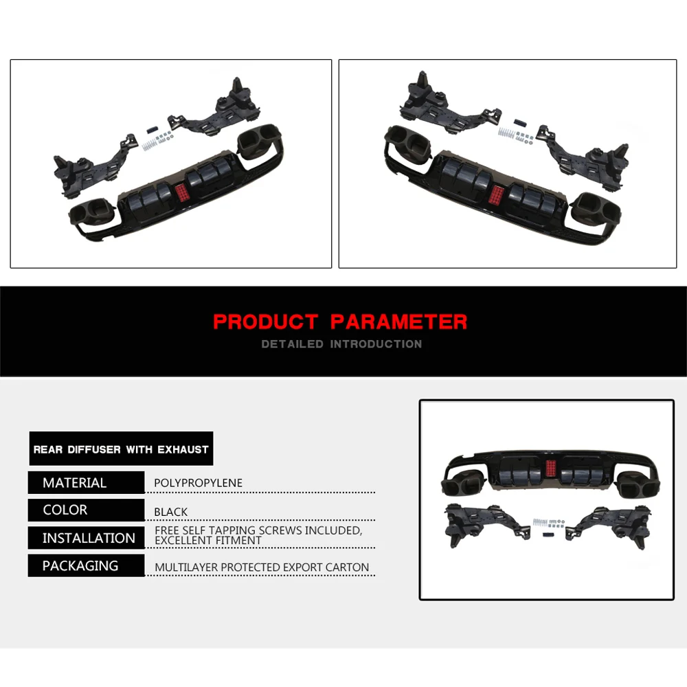 Диффузор заднего бампера с выхлопными наконечниками для mercedes benz C-Class W205 C200 C250 C300 C350 C400 C43 AMG C63 AMG S 14-19