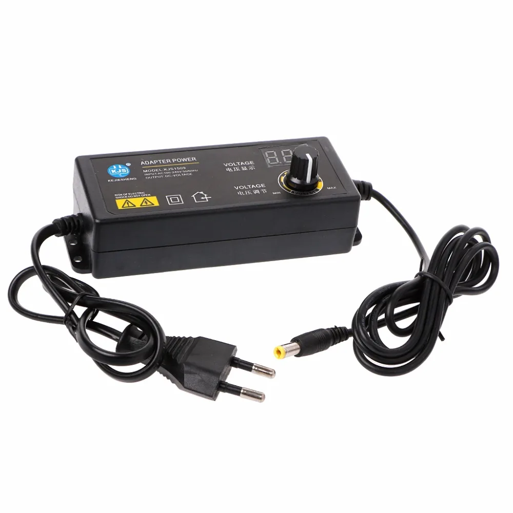 

60W 3-24V Adjustable Adapter With Display Screen Of Voltage DC 5.5x2.1/2.5mm Power Supply EU Plug