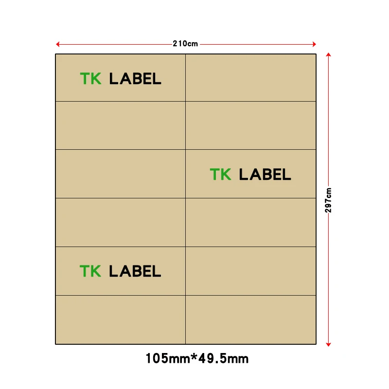 N108 12-UP 60sheet 60 шт. A4 крафт Стикеры листы прямоугольник высечки печати этикеток на возраст от 2 до 4-up~ 36 в пост-в A4 магнитная бумага для струйных/лазерные принтеры - Цвет: N108 12-UP 60sheet