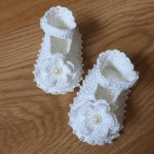 Tú eres mi princesa de lana tejido de punto hecho a mano, perla flores zapatos de bebé