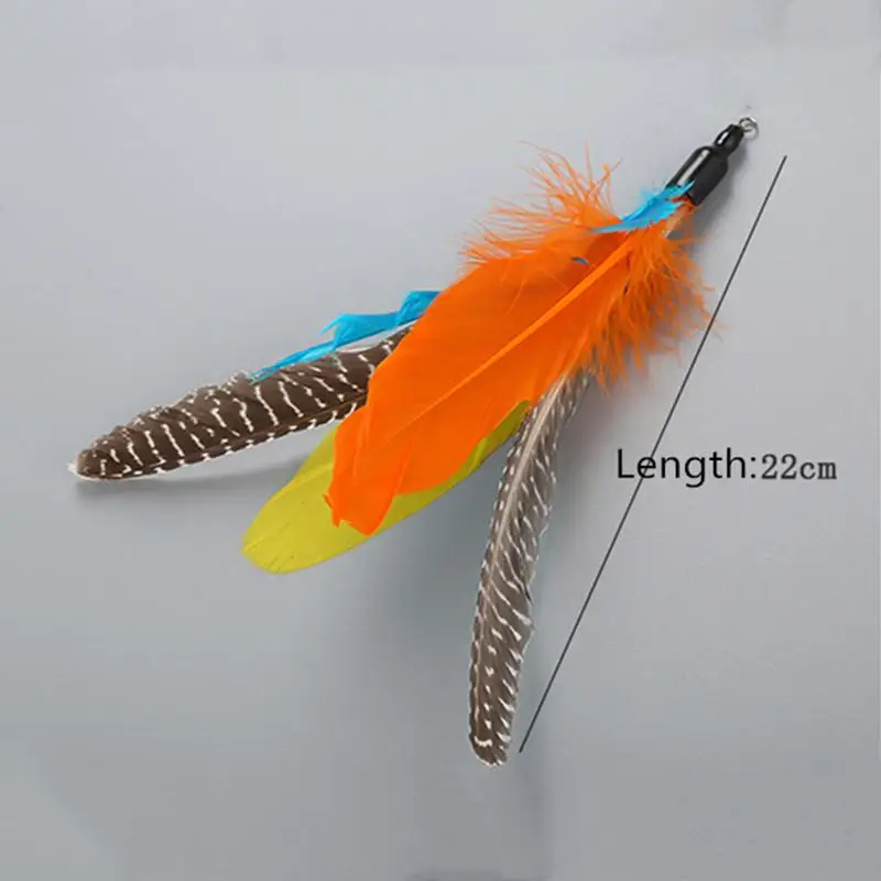

2019 Katten Speelgoed Funny set Fishing rod retractable feathers make 5 replaced Heads Set Feather Cat Pole Toys Sets