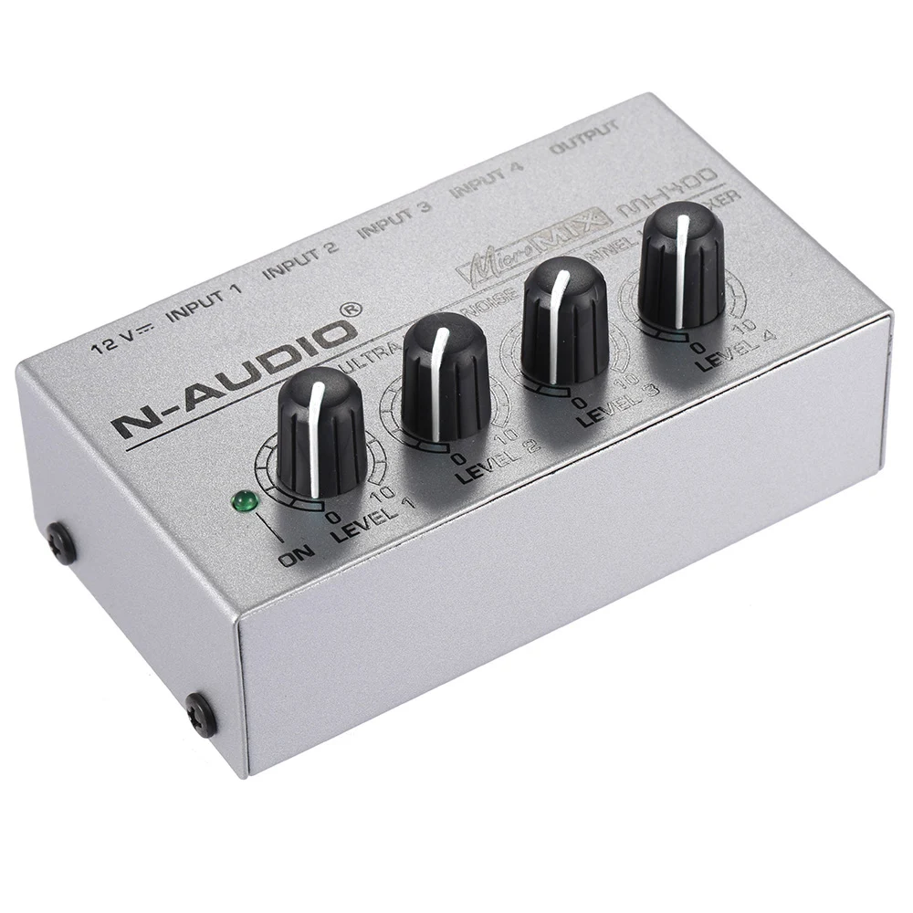 

MX400 Ultra-compact Low Noise 4 Channels Line Mono Audio Mixer with Power Adapter