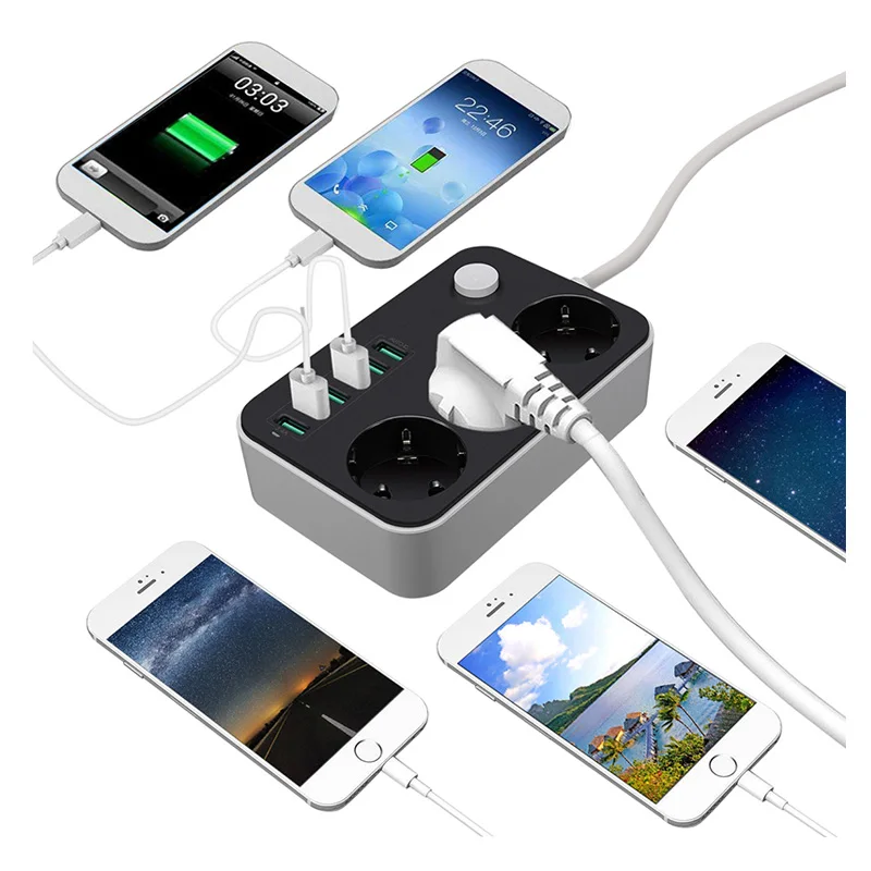 LDNIO Smart USB адаптер Мощность полосы Зарядное устройство 6 Порты и разъёмы 5V 3.4A 2.4A 3