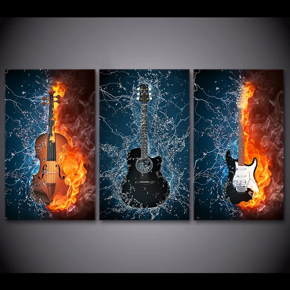 abstract guitar oil painting on canvas