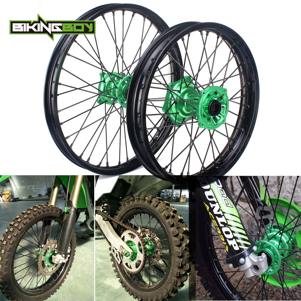 BIKINGBOY спереди и сзади 21 &quot19&quot/18 &quotМотокросс обод колеса концентратора для KAWASAKI KX