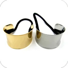 1 пара позолоченный металл конский хвост манжета кольцо панк-рок металлический круг кольцо обертывание конский хвост держатель эластичная лента металлические повязки для волос