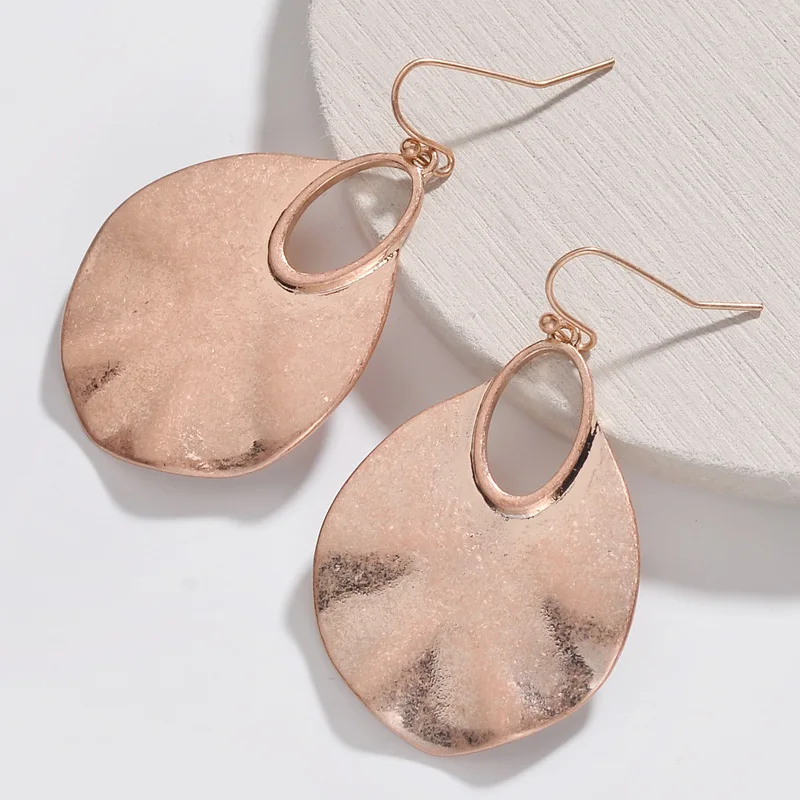 

New Fashion Women Classic Gold Silver Hammered Water Drop Charms Pendants Earrings Statement Jewelry