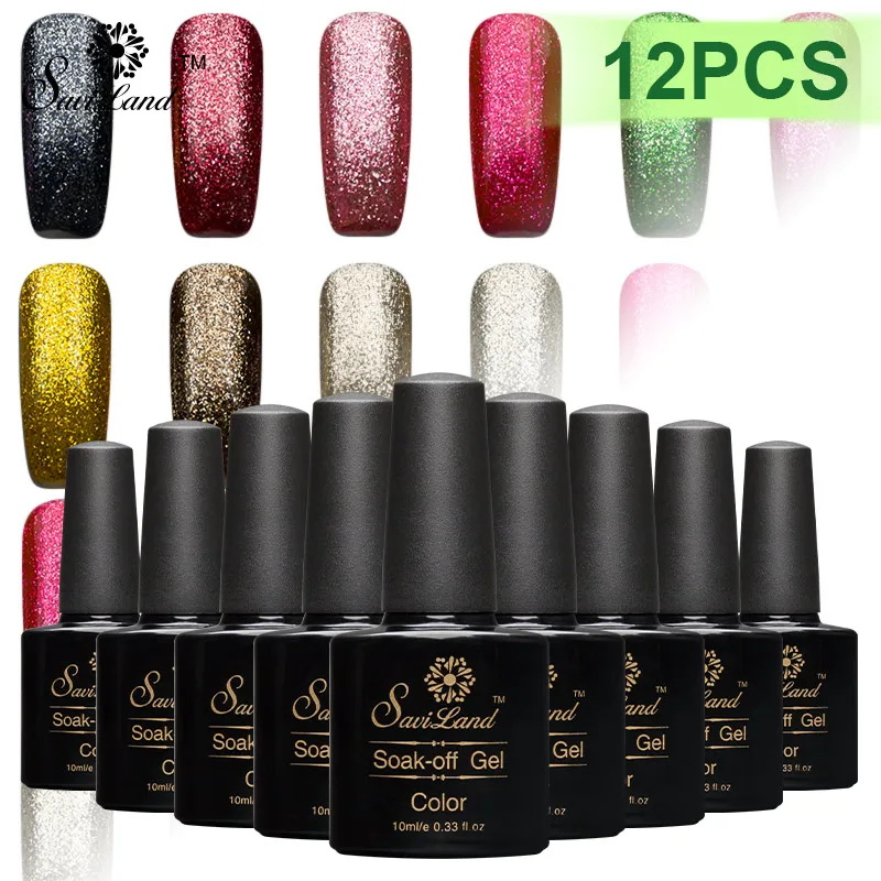 

Saviland Shining Platinum Gel Lacquer 10ml UV/LED Gel Nail Polish Shimmer Vernis Semi Permanent