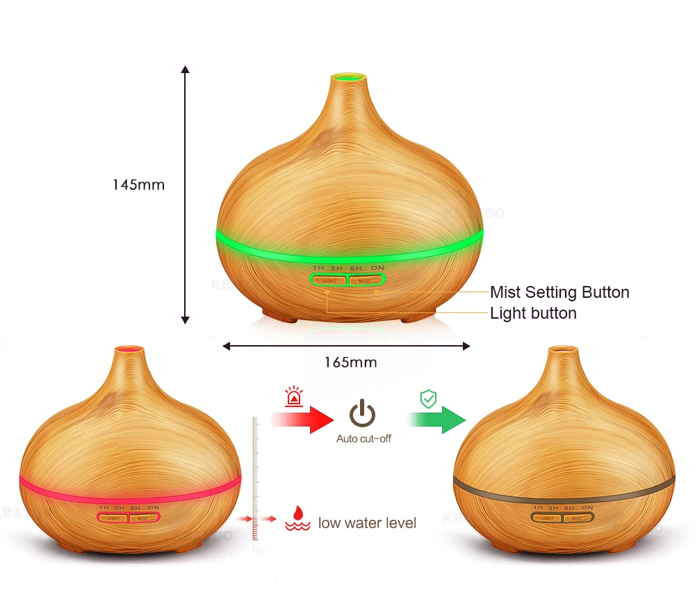 KBAYBO 300 мл увлажнитель воздуха эфирные масла Арома диффузор Электрический Ароматерапия лампа холодный туман для дома