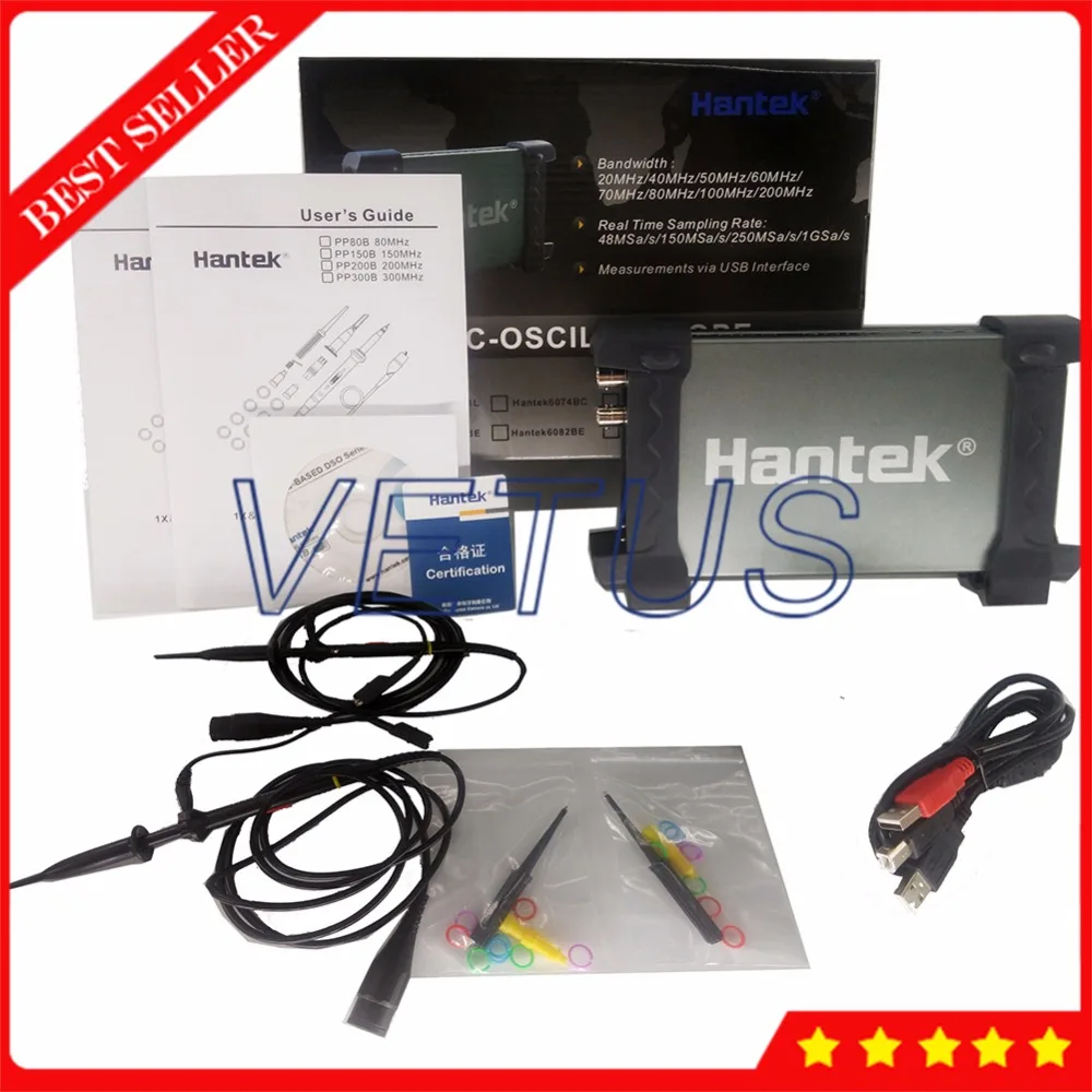 200 МГц 250 мс/с USB ПК на основе виртуального осциллографа Hantek6212BE портативный osciloscopio