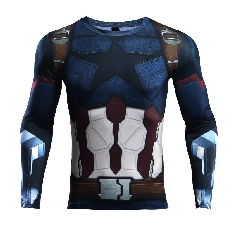 

Avengers 3 Captain America 3D T Shirts Men Compression Shirts Long Sleeve Cosplay Costume Gyms Fitness tshirt Tops Male