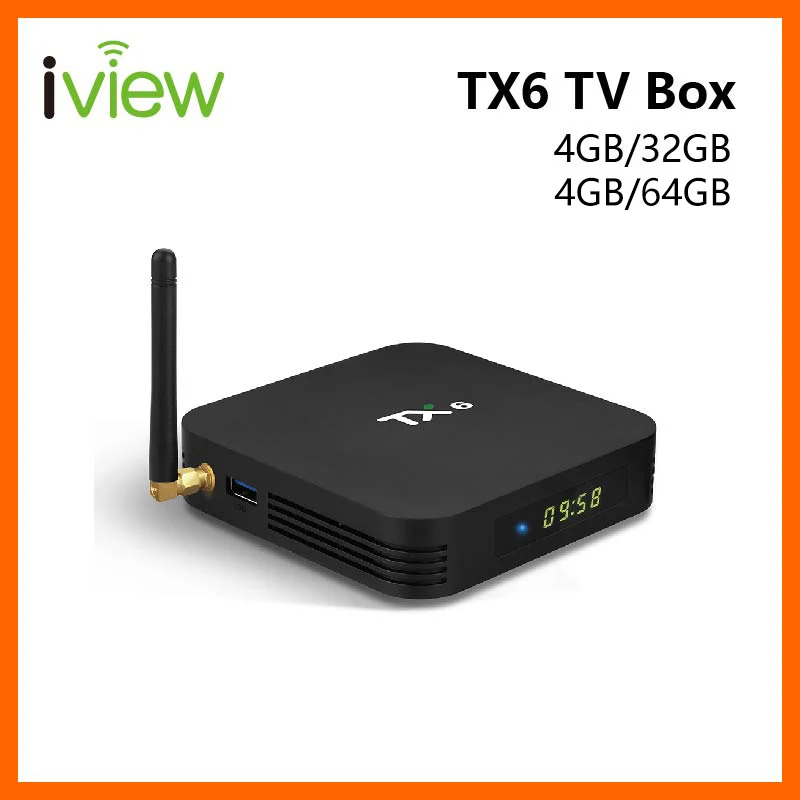 

Smart IPTV Box with Allwinner H6 CPU Quad Core Android 7.1 Built-in WiFi 2.4G+5G BT4.1 USB3.0 RAM 4GB ROM 32GB TX6