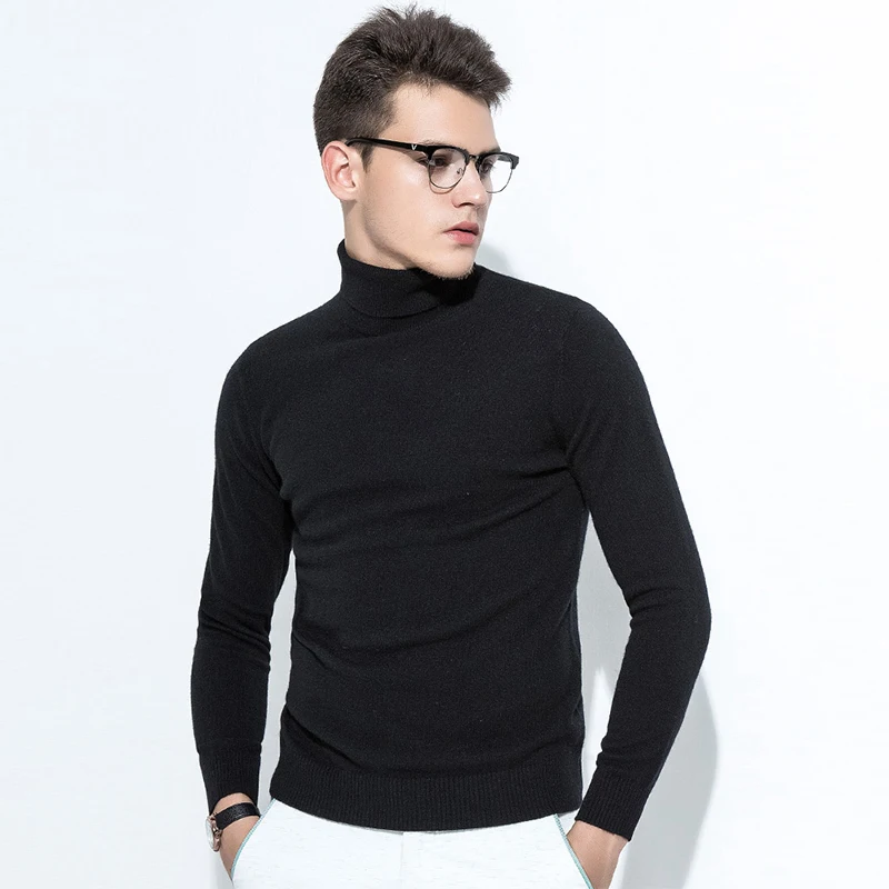 Winter Cashmere Thick Warm Sweater Men Turtleneck Brand Men's Sweater Slim Fit Pullover Men Knitwear Male Double Collar Sweaters